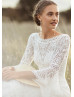 Bell Sleeves Ivory Lace Over Boho Chic Wedding Dress